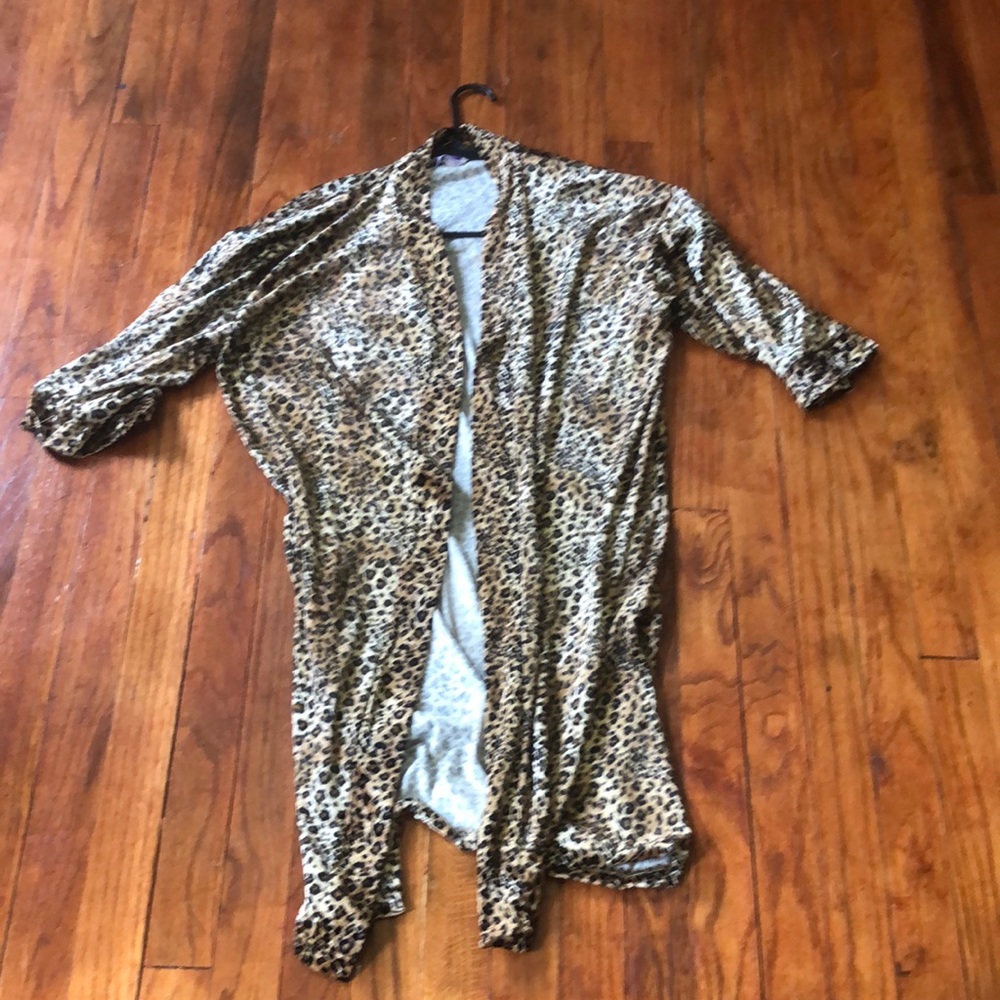 Soft animal print nighttime robe.